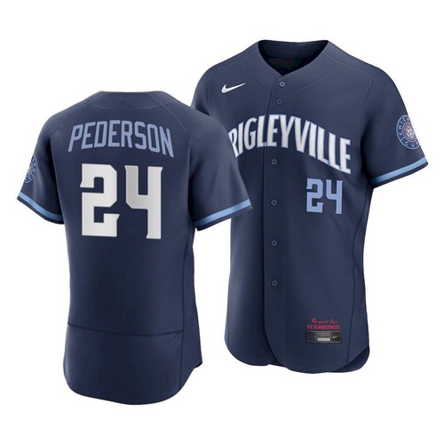 Men's Chicago Cubs #24 Joc Pederson 2021 Navy City Connect Stitched Jersey